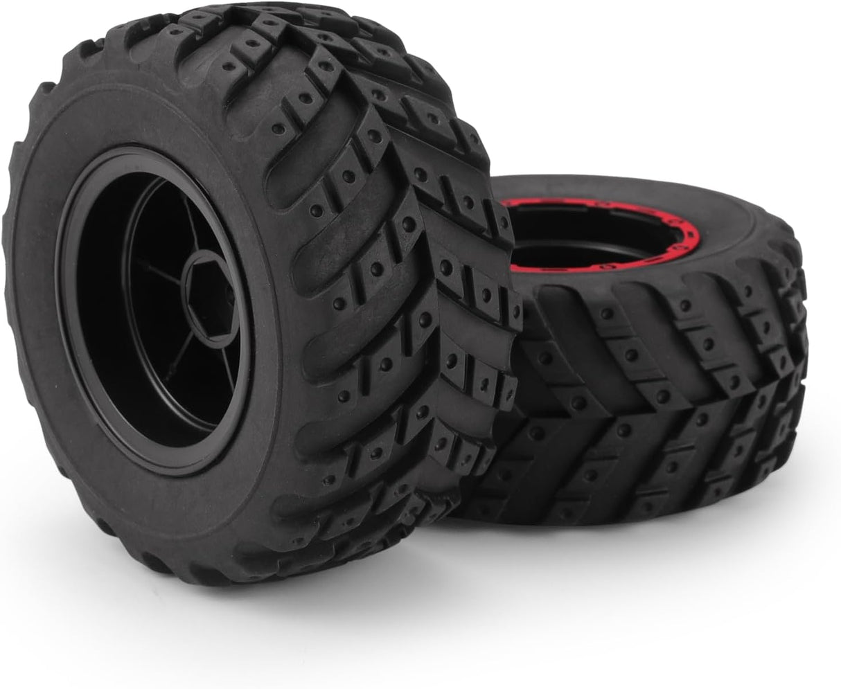 HAIBOXING RC Cars Accessories Tires, 1/12th Scale Brushless RC Truck Spare Parts Wheel Complete Red 2pcs Apply to HBX 903 & 903A (90115B)