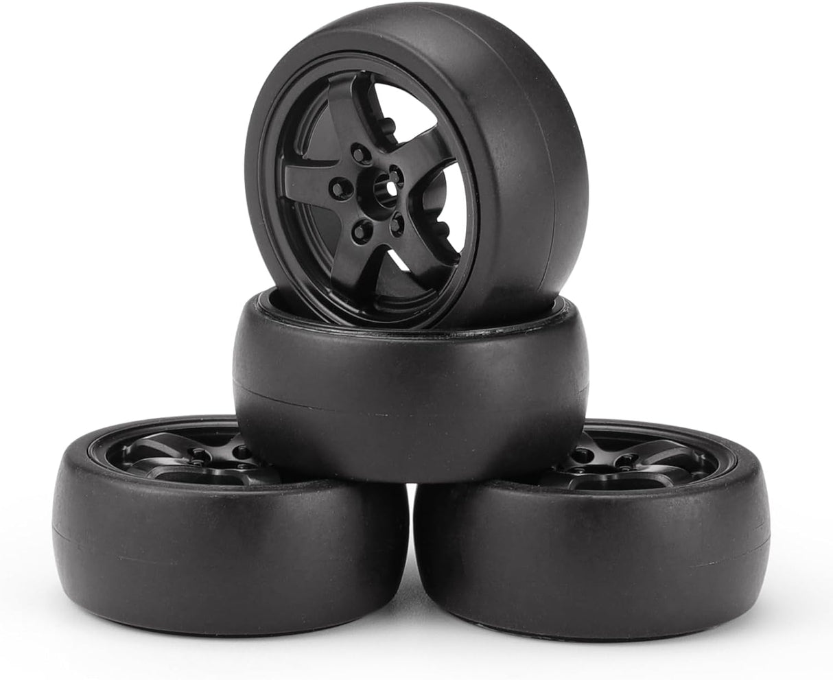 HAIBOXING RC Drift Car Spare Parts,1/18 Remote Control replacement Drift Wheels Complete(Front/Rear) 4pcs with Wheel Rings Apply to 2196 & 2197(29012)