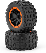 HAIBOXING RC Car Spare Parts Tires,1/16 Remote Control Trucks Replacement Wheels Complete(Front/Rear),High Grip Knobby Tread Tires With Sponge Inserted Apply to 16890A & 16890SA (M16821)