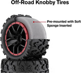 HAIBOXING RC Car Spare Parts Truck Wheels Complete(Front/Rear) 2pcs, TPR Materialized Off-Road Knobby Tires Apply to 18859A & 2021 New Version 18858 &18859 M1820T