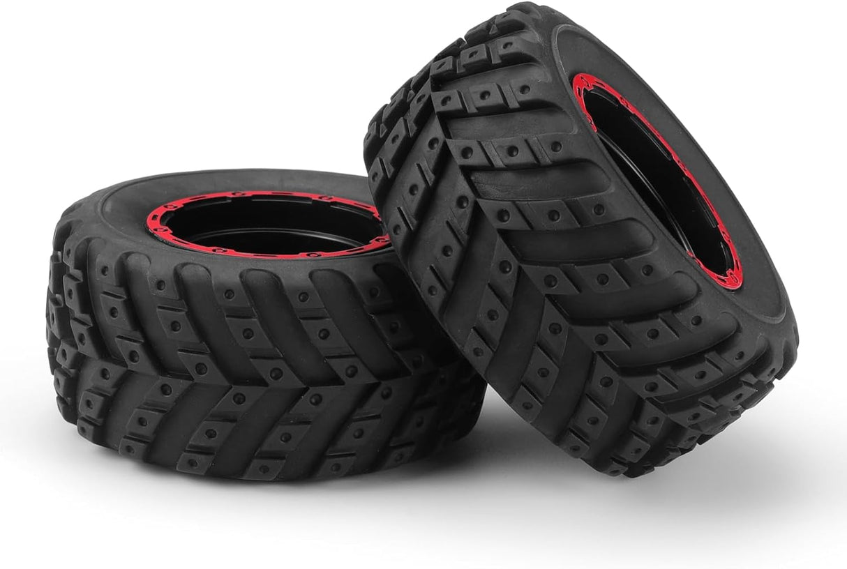 HAIBOXING RC Cars Accessories Tires, 1/12th Scale Brushless RC Truck Spare Parts Wheel Complete Red 2pcs Apply to HBX 903 & 903A (90115B)