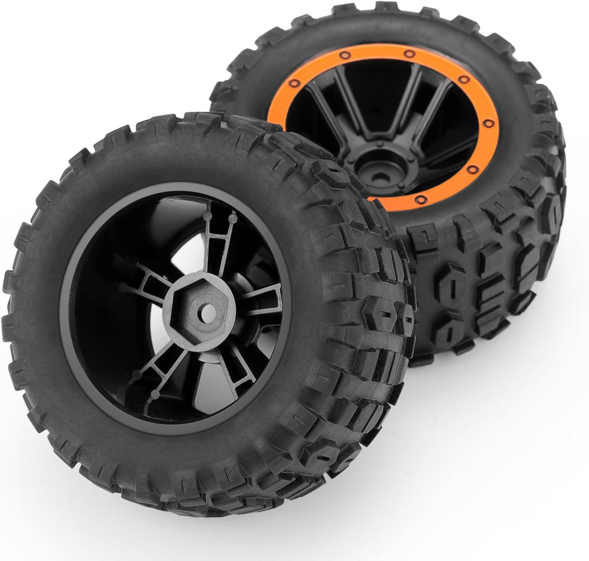 HAIBOXING RC Car Spare Parts Tires,1/16 Remote Control Trucks Replacement Wheels Complete(Front/Rear),High Grip Knobby Tread Tires With Sponge Inserted Apply to 16890A & 16890SA (M16821)