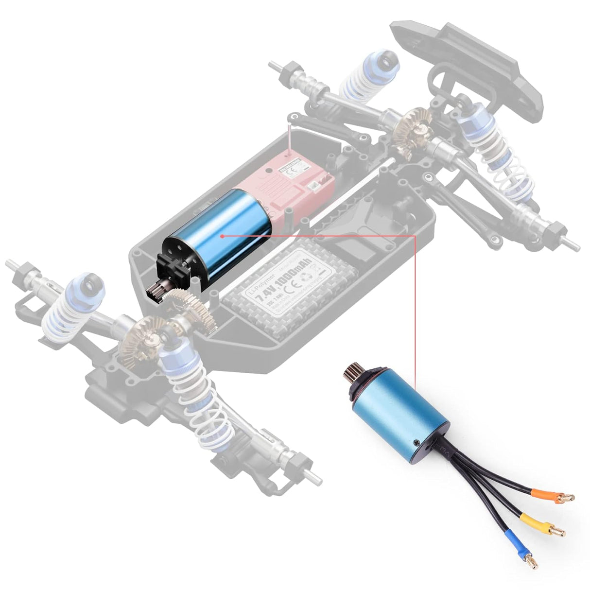 HAIBOXING 1/16TH Scale RC Cars Spare Parts Brushless Motor with Motor Pinion Apply to 16890A & 16890SA (M16111V&M16035T2)