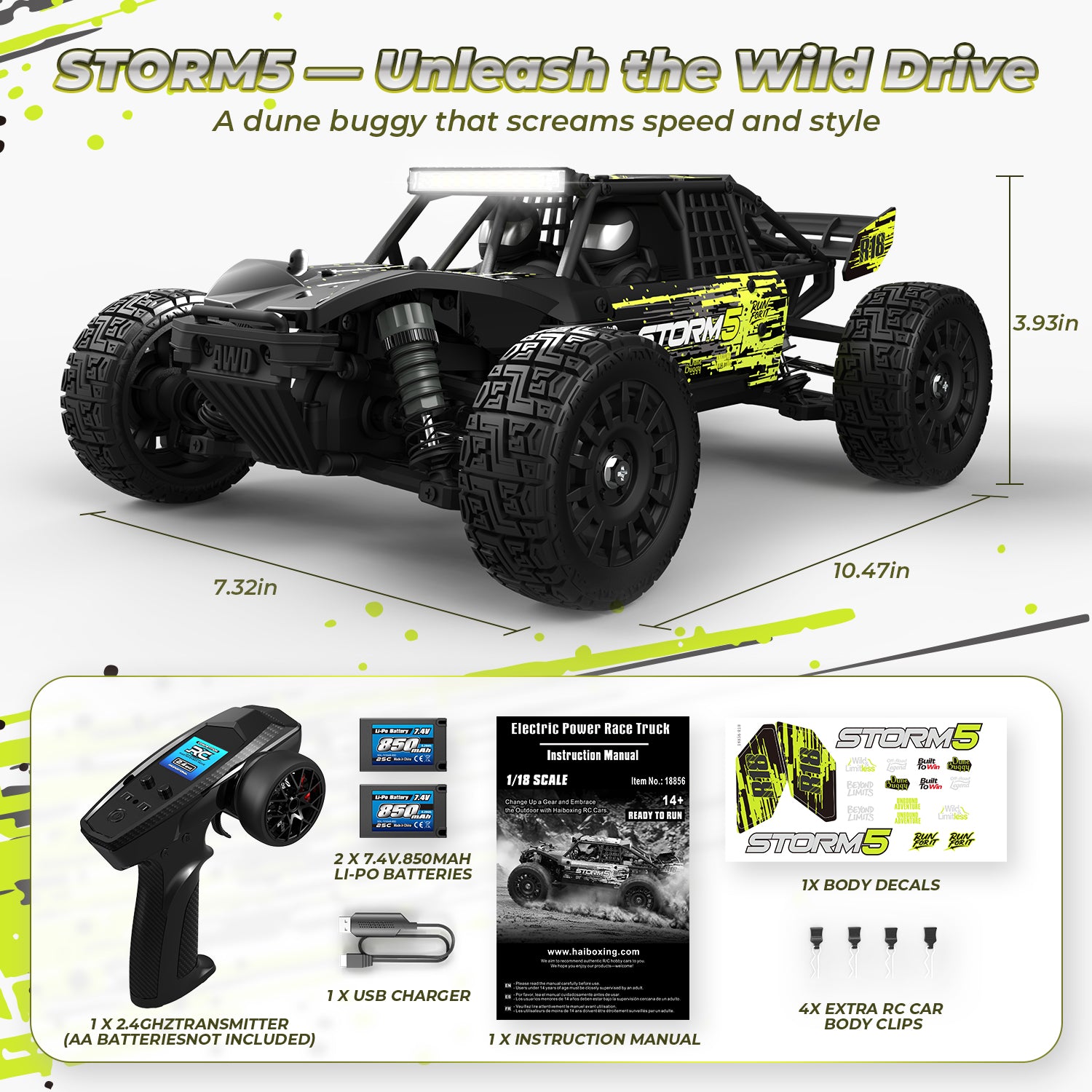 HAIBOXING 18856 1/18 Brushed RC Buggy Car – Haiboxing
