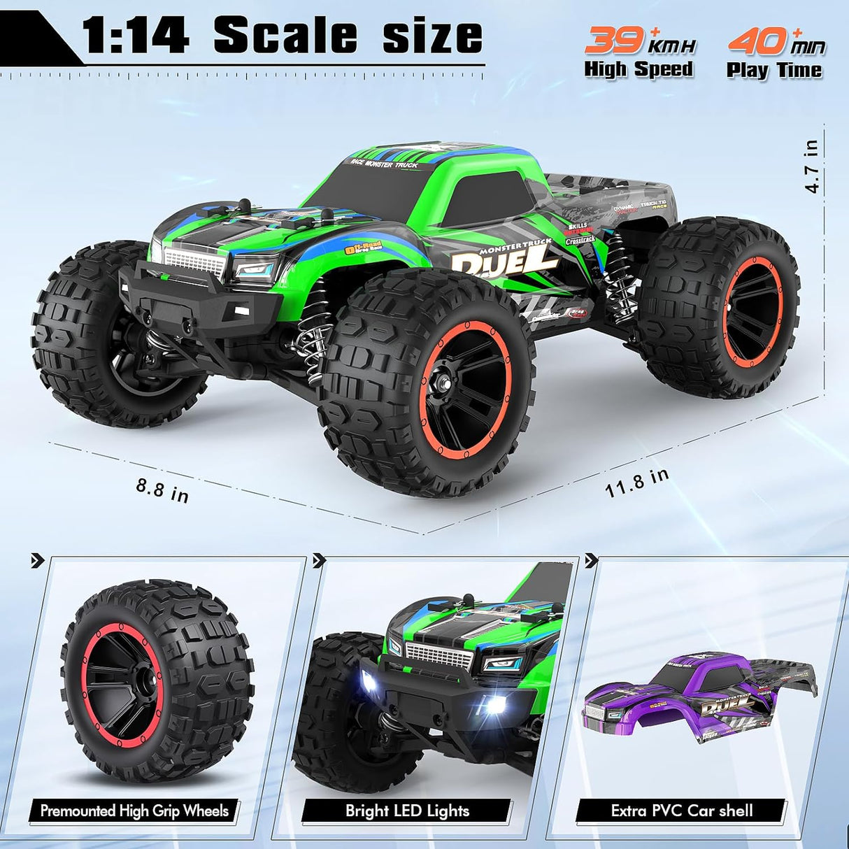 HAIBOXING 2105 1/14 Brushed RC Truck with 2 Batteries