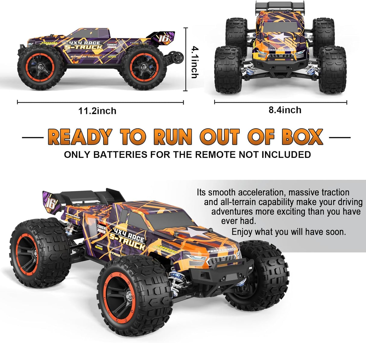 HAIBOXING 16890A(Orange) 1/16 Brushless RC Buggy with 2 Batteries