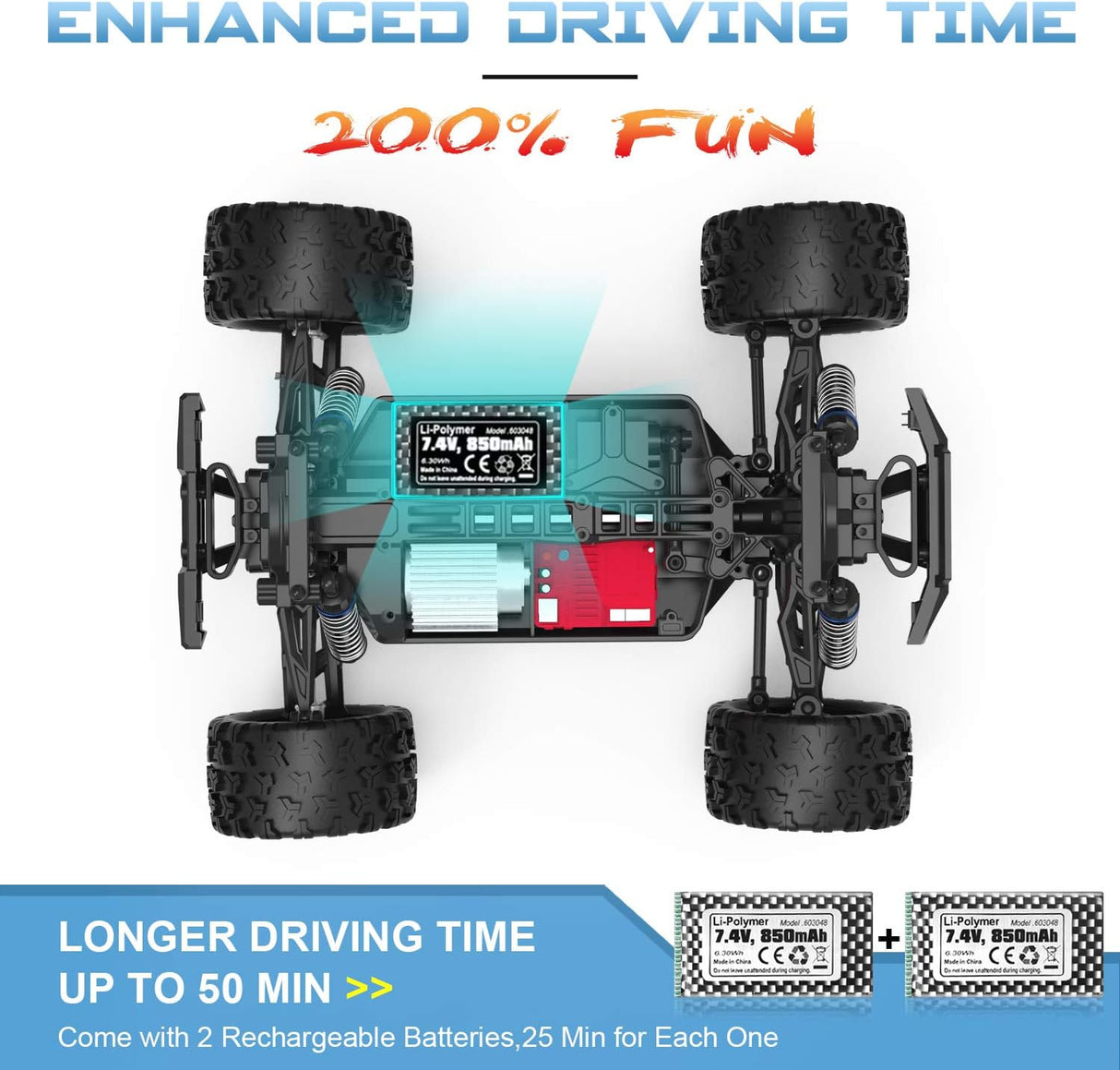 HAIBOXING 18859(Blue) 1/18 Brushed RC Truck with 2 Batteries