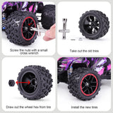 HAIBOXING RC Car Spare Parts Truck Wheels Complete(Front/Rear) 2pcs, TPR Materialized Off-Road Knobby Tires Apply to 18859A & 2021 New Version 18858 &18859 M1820T