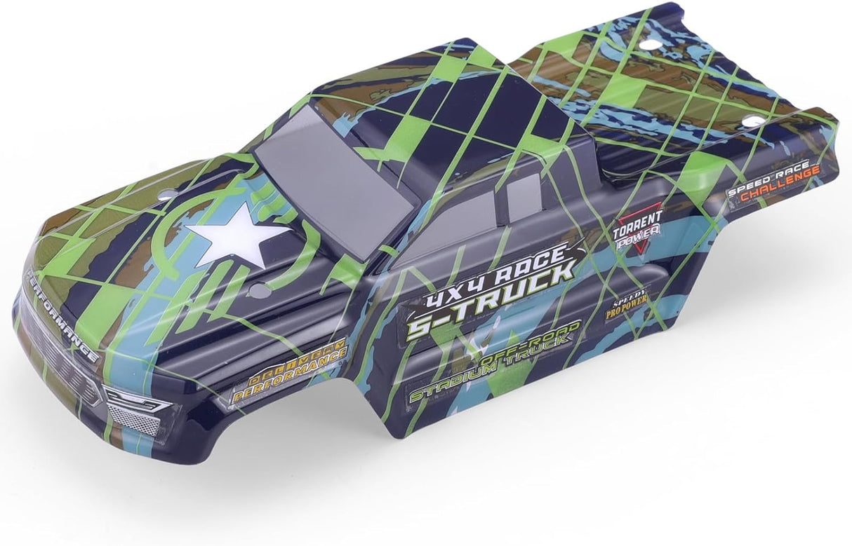 HAIBOXING Brushless 1/16TH RC Cars Spare Parts, RC Trucks Body Shell Yellow & Purple Apply to 16890A and 16890SA Green,4 X4 Race S-Truck Body (M16830)