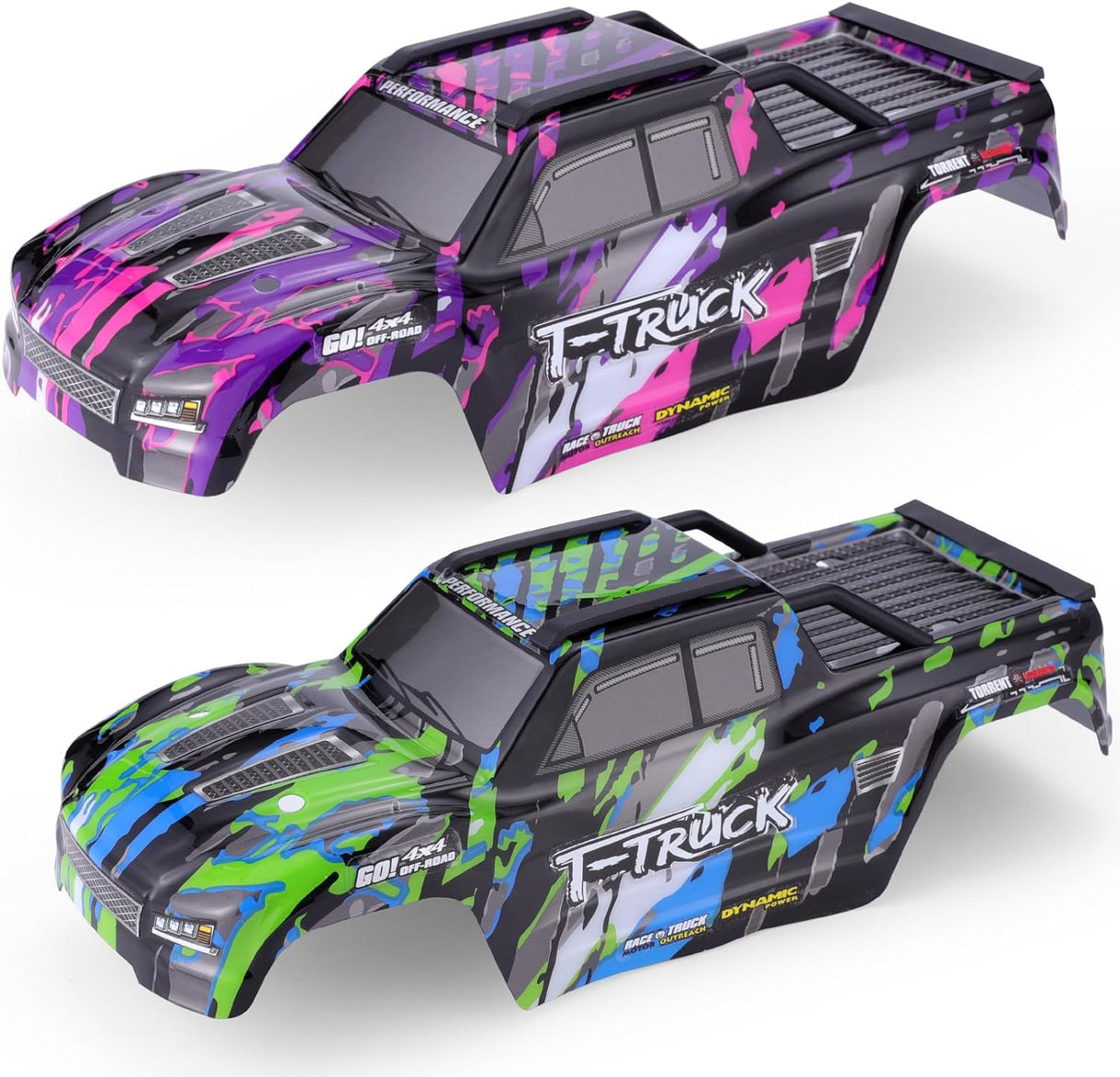 HAIBOXING Brushless RC Cars Spare Parts, 1/18 Car Body Shell 2pcs Green and Purple Apply to 18859A,2022 New Versions with The Body Roof Cage M2005 (M2001 & M2002)