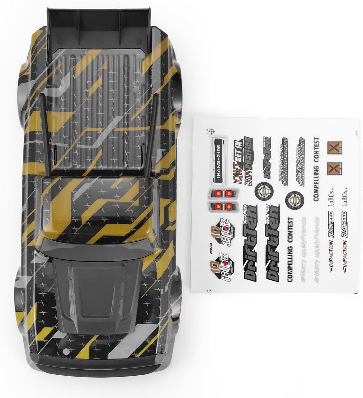 HAIBOXING Remote Control Car Spare Parts,1/18TH Drift RC Car Body Shell Black Replacement Part with Front Grill & Brackets & Hood Mount & Rear Cage &Wing Apply to 2196 (2196B01)