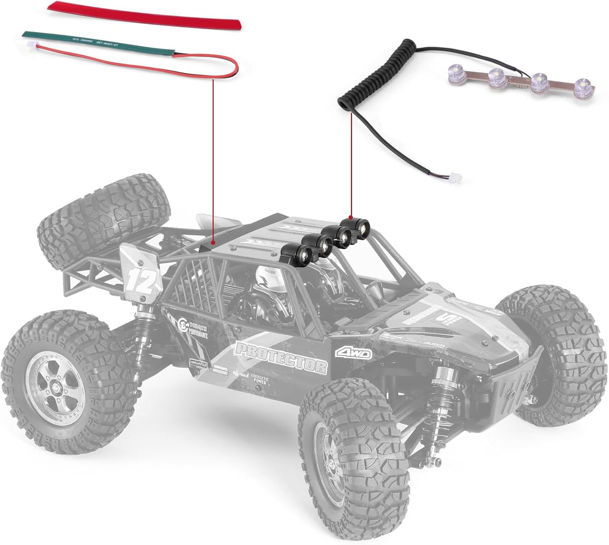 HAIBOXING 1/12TH Scale RC Cars Spare Parts, Remote Control buggy Top Light(front & Rear) Apply to 905 (90155 & 90156)