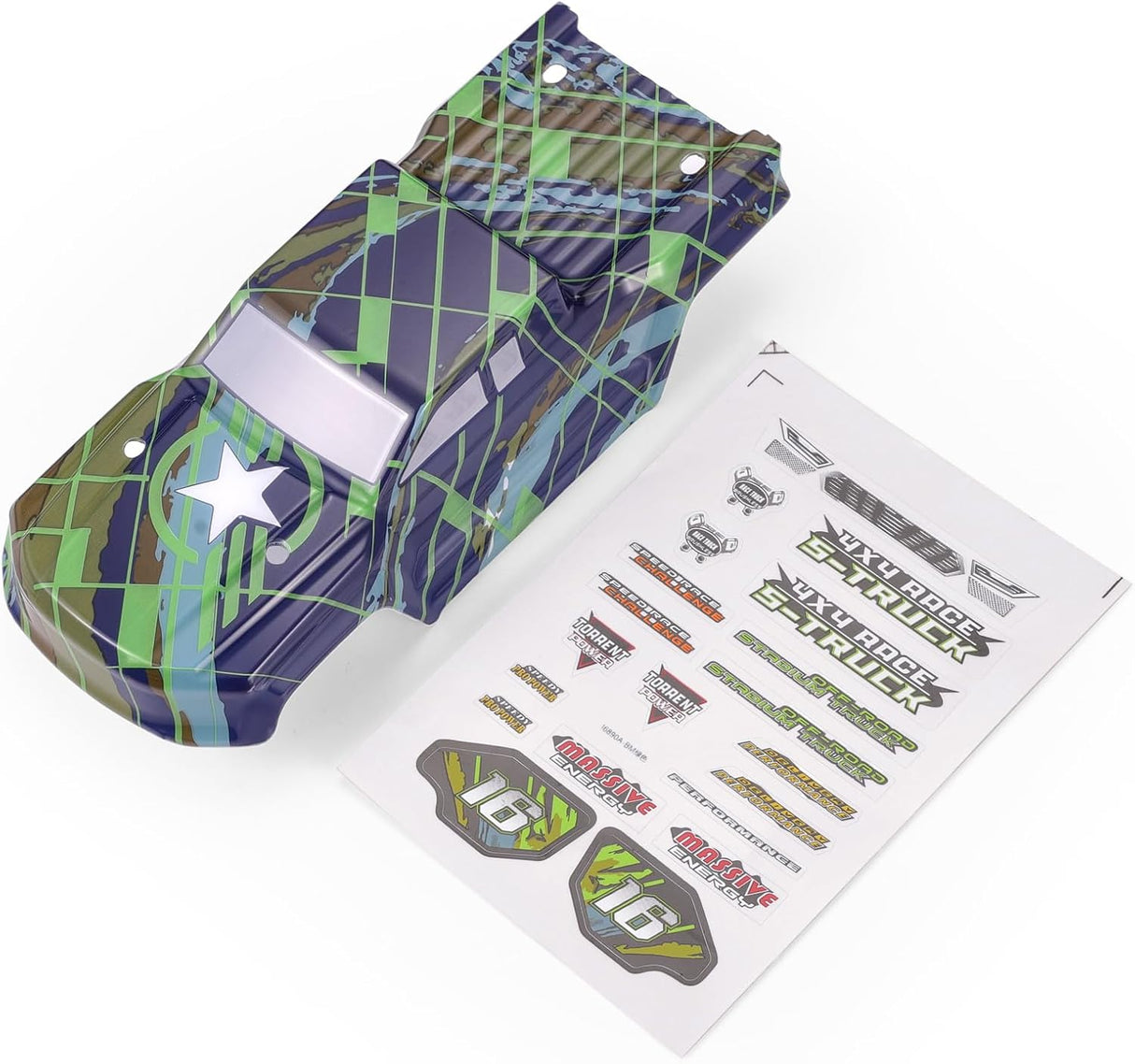 HAIBOXING Brushless 1/16TH RC Cars Spare Parts, RC Trucks Body Shell Yellow & Purple Apply to 16890A and 16890SA Green,4 X4 Race S-Truck Body (M16830)