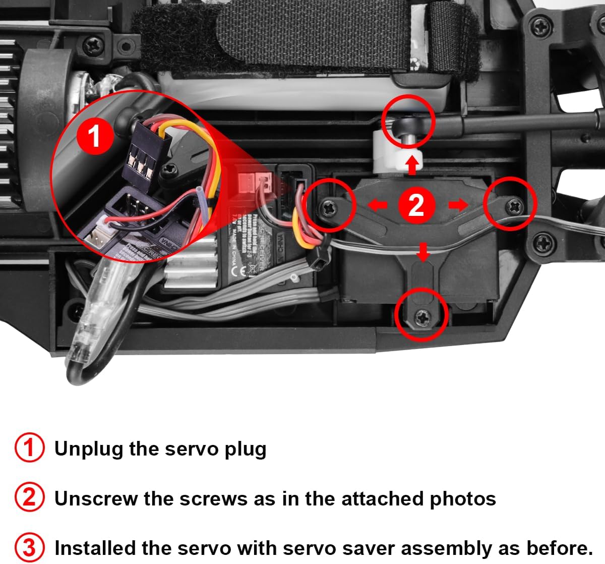 HAIBOXING 1/12TH Scale RC Car Spare Parts 3-Wire 2.2Kg Servo and Servo Saver Assembly Apply to 903 & 903A & 905(90114 & 90126)