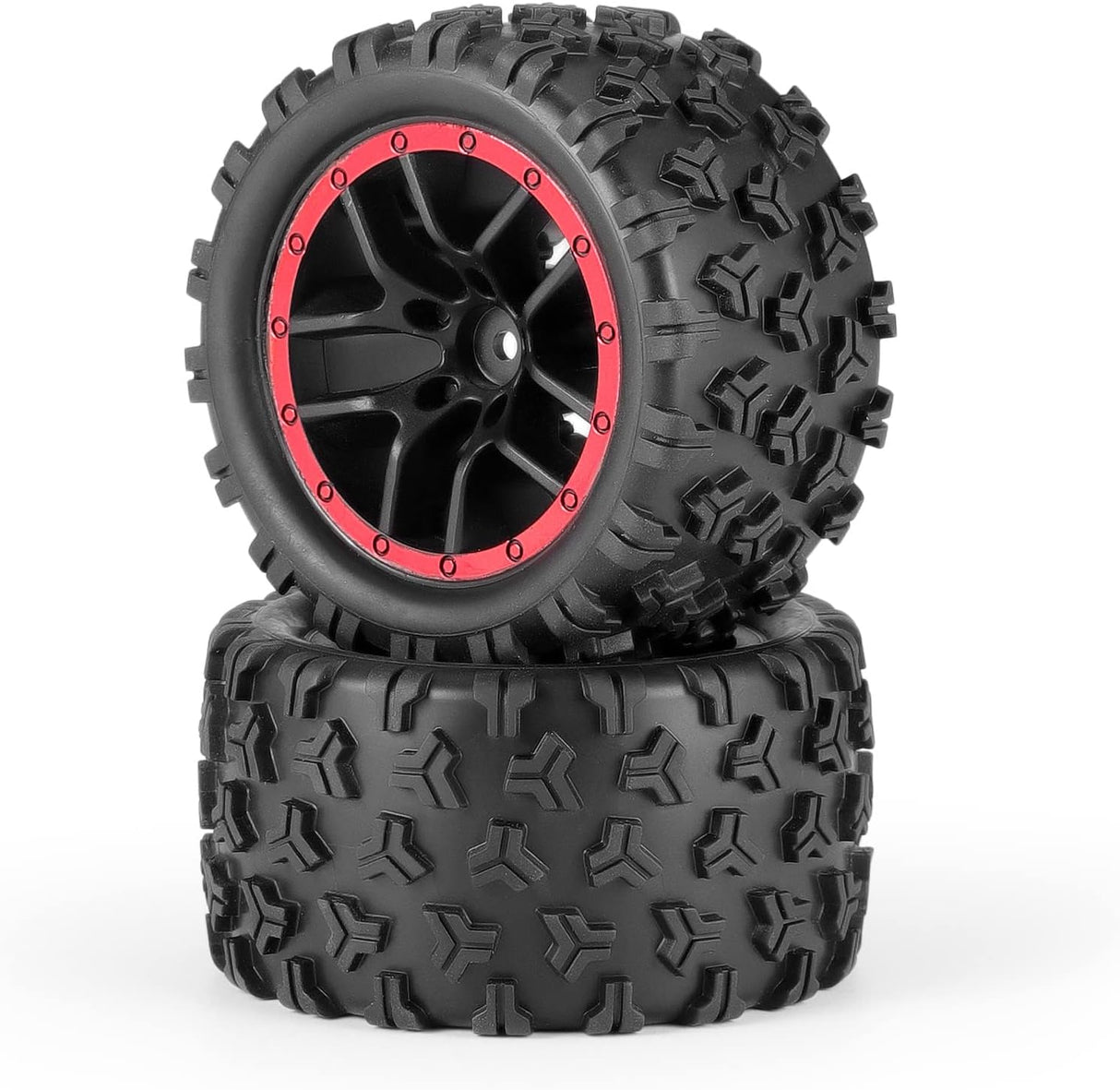 HAIBOXING RC Car Spare Parts Truck Wheels Complete(Front/Rear) 2pcs, TPR Materialized Off-Road Knobby Tires Apply to 18859A & 2021 New Version 18858 &18859 M1820T