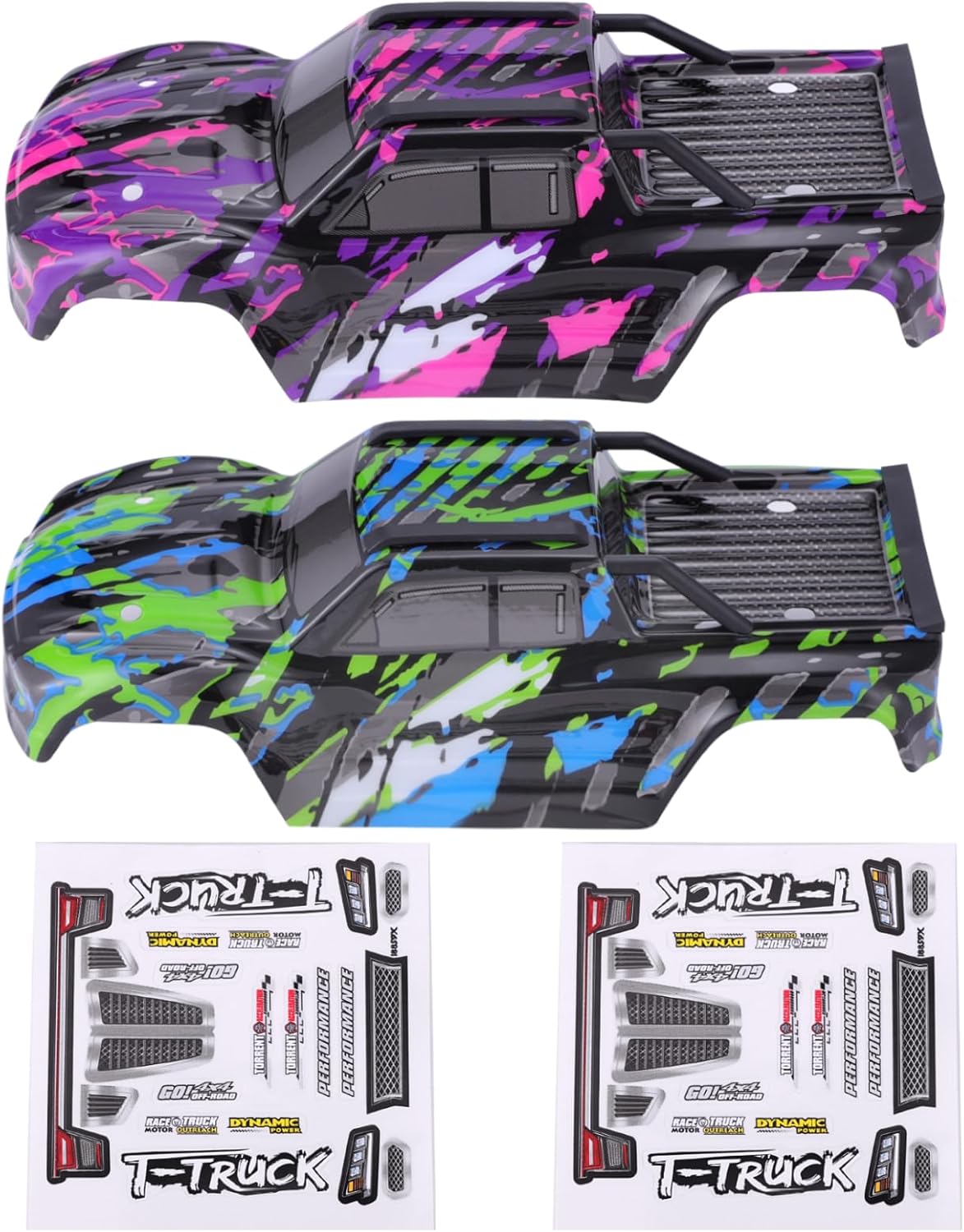 HAIBOXING Brushless RC Cars Spare Parts, 1/18 Car Body Shell 2pcs Green and Purple Apply to 18859A,2022 New Versions with The Body Roof Cage M2005 (M2001 & M2002)