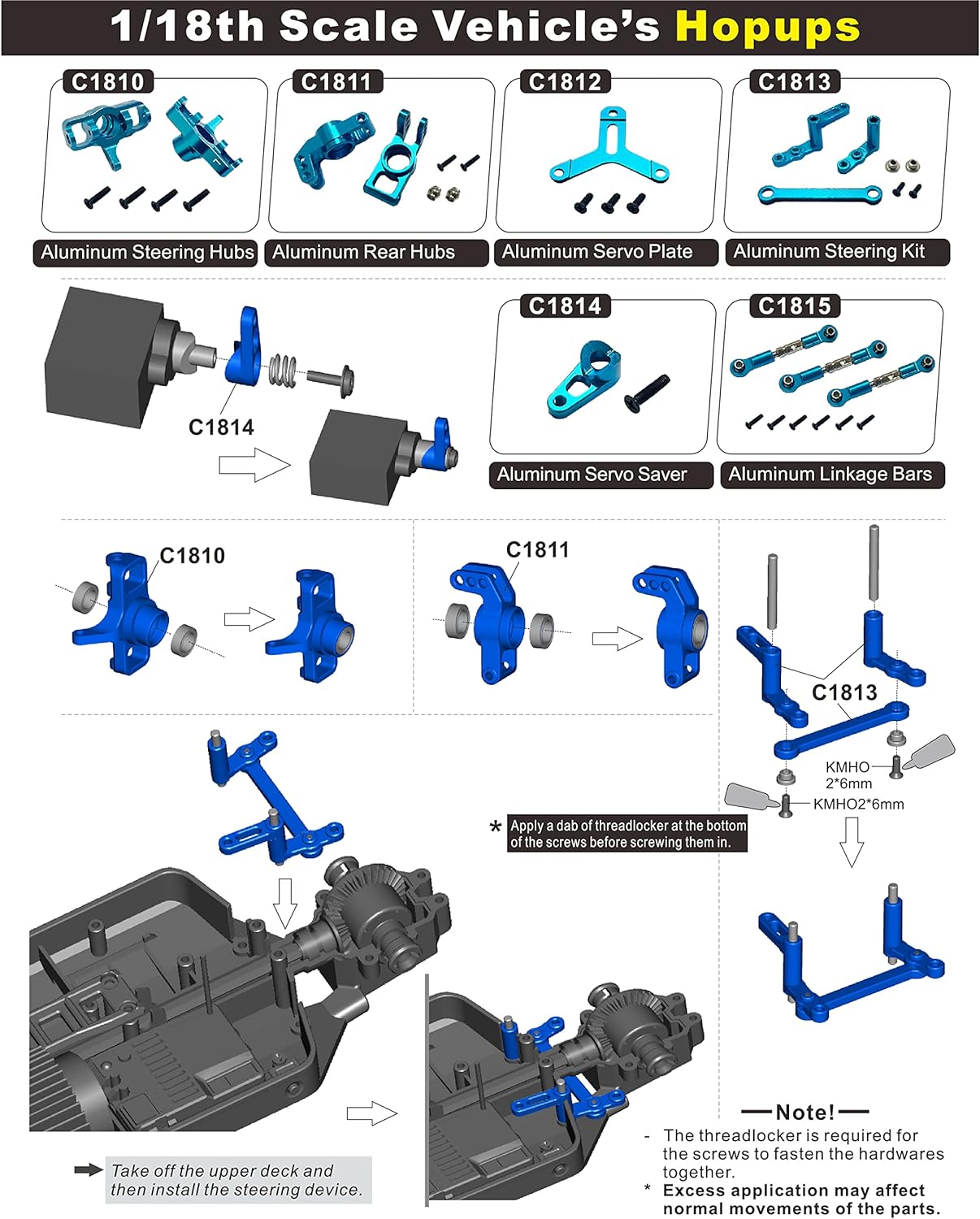HAIBOXING RC Cars Metal Spare Parts, 1/18 RC Trucks Replacement Parts Apply to 2021 New Version 18858 & 18859 &18859A