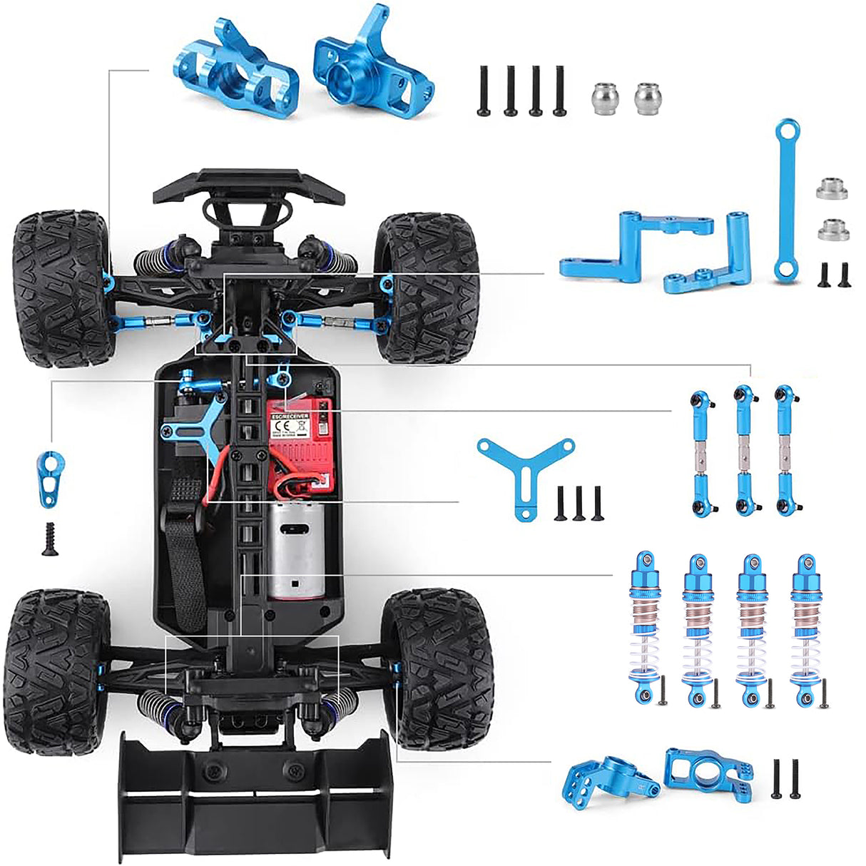 HAIBOXING C18+18HOP1 1/18 Metal upgrade parts + Full Aluminum Oil Shocks 4pcs for 18859E,18858E,18872,18856