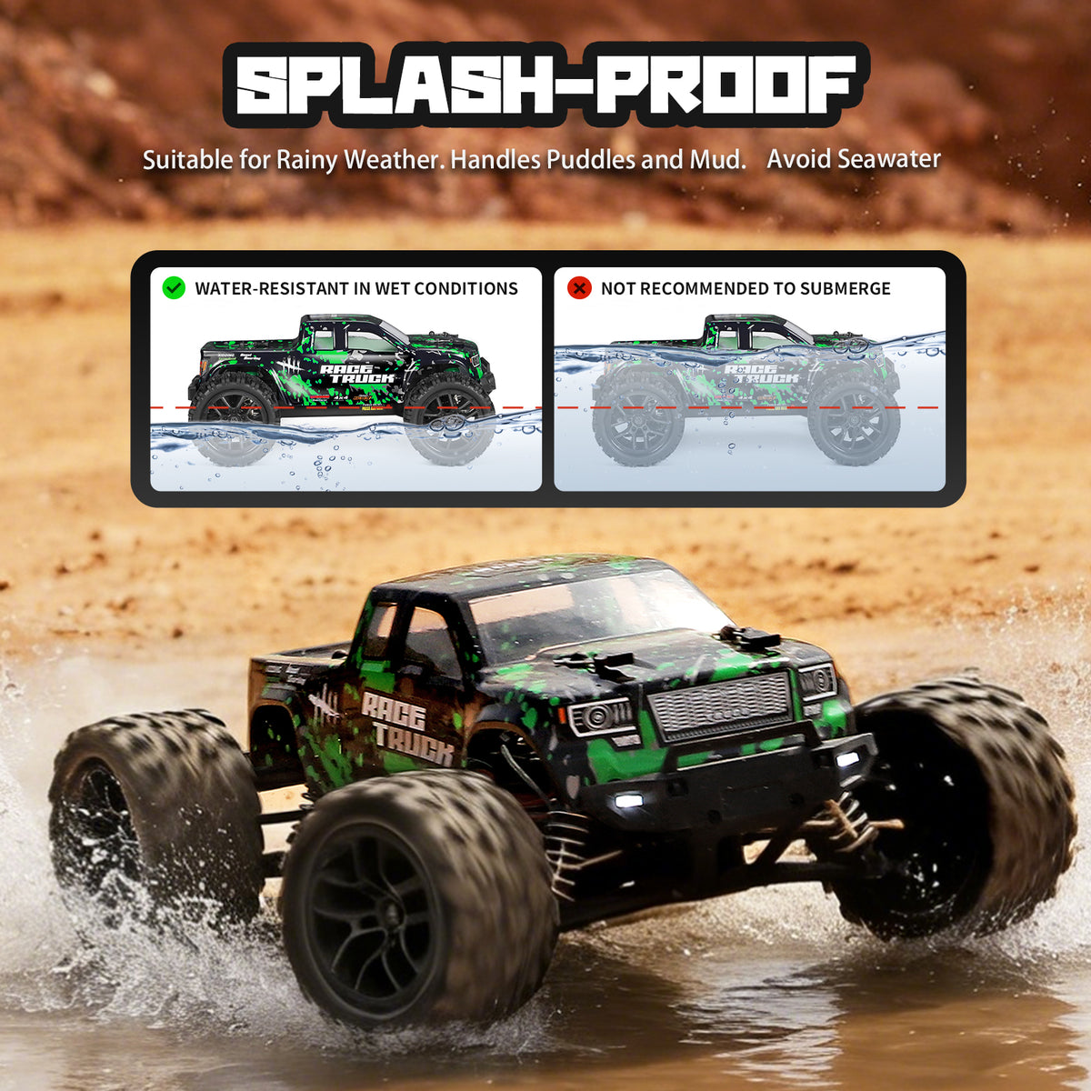HAIBOXING 18859 (Green)& M1882×2 :  1/18 RC Truck with Full Metal Oil-Filled Shock Upgrade Set