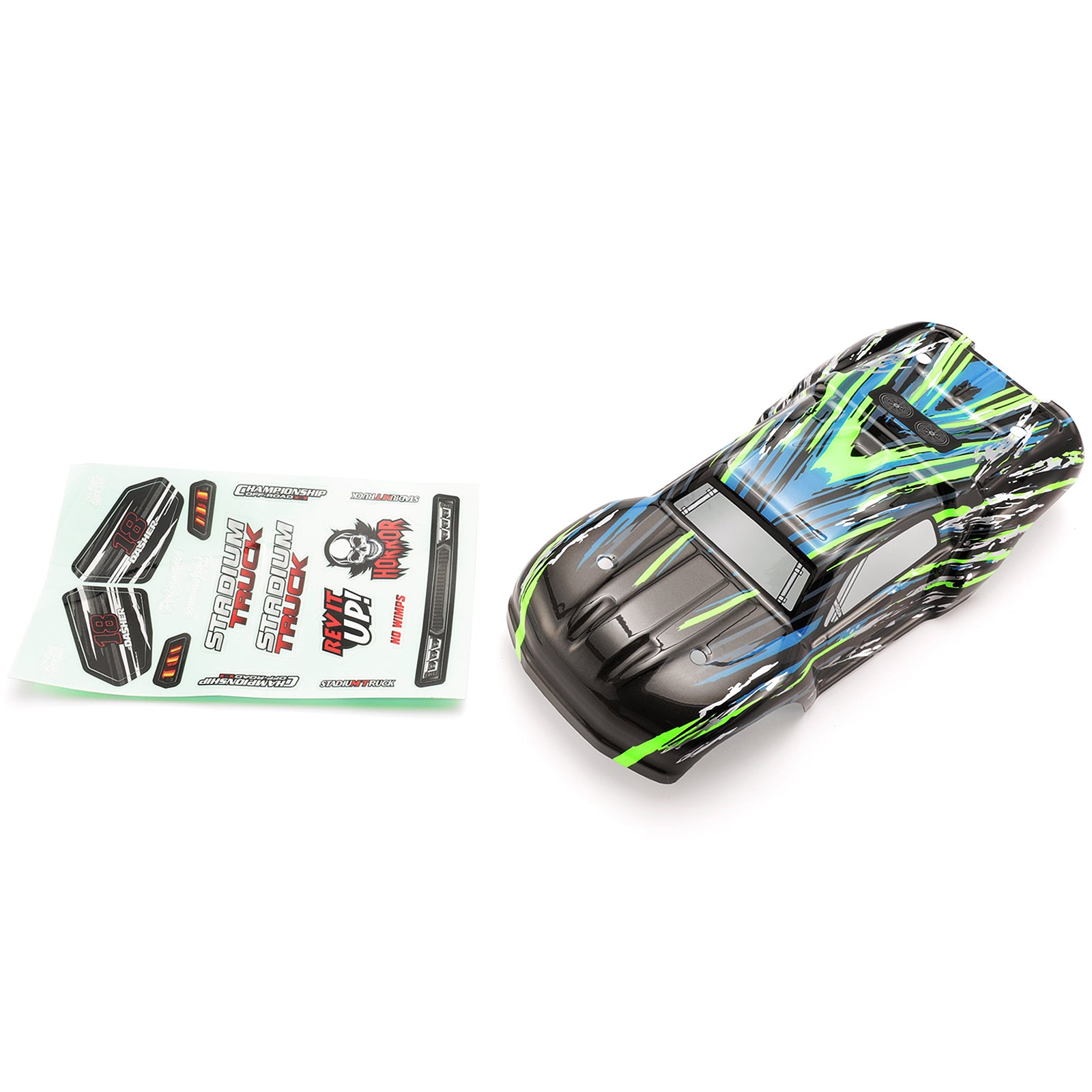 HAIBOXING P1867 Stadium Truck Body(Black Green)+Decal Sheet for HBX18858E
